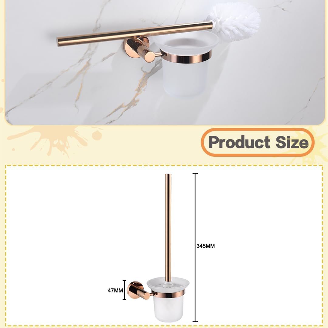 Rose Gold 304 Stainless Steel Wall-Plated Towel Stick Toilet Bathroom Robe Soap Dishwasher Hand Bathroom Set(Toilet Brush Holder)