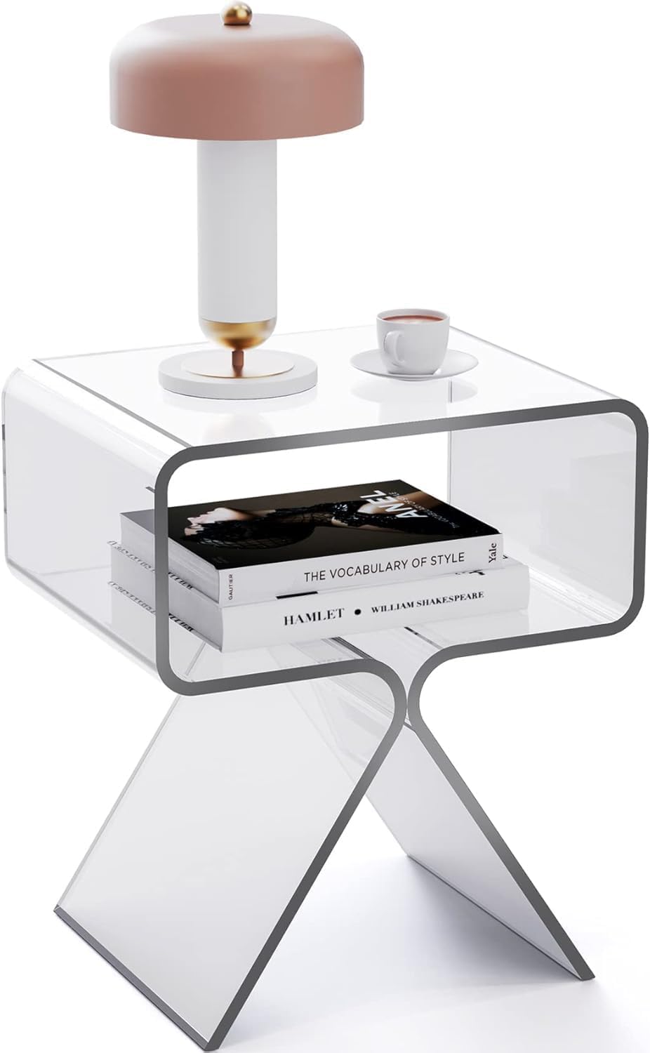 Acrylic Nightstand Side Table Modern Design Clear Home Decor Display End Table for Living Room (Clear)