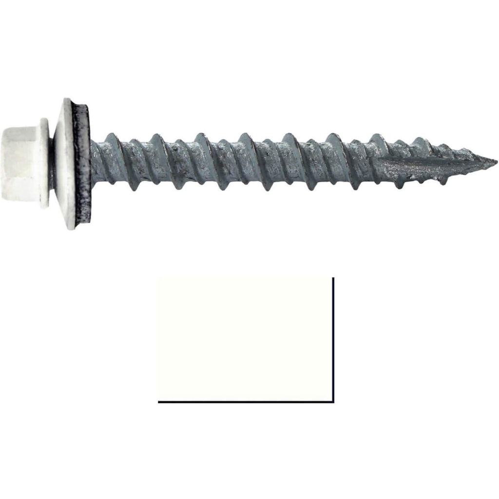 10 x 1-1/2' Bone White Metal Roofing Screws - Hex Washer Head- Self-Starting/Tapping - EPDM Washer. 4 X 250 Bags - 1,000 Screws