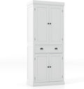 Giantex Pantry Organizers and Storage, 72' Tall Kitchen Cabinet with 2-Door Cabinets & Drawer, Buffet Sideboard w/Adjustable Shelves, Wooden Freestanding Cupboard for Dining Room Living Room (White)