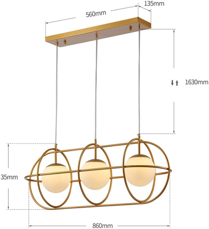 Modern Pendant Ceiling Lights 86CM Metal Cage Ceiling s Gold Chandeliers Vintage Globe Ball Light Fixture 3-Lights Suspension Chandelier for Kitchen Island