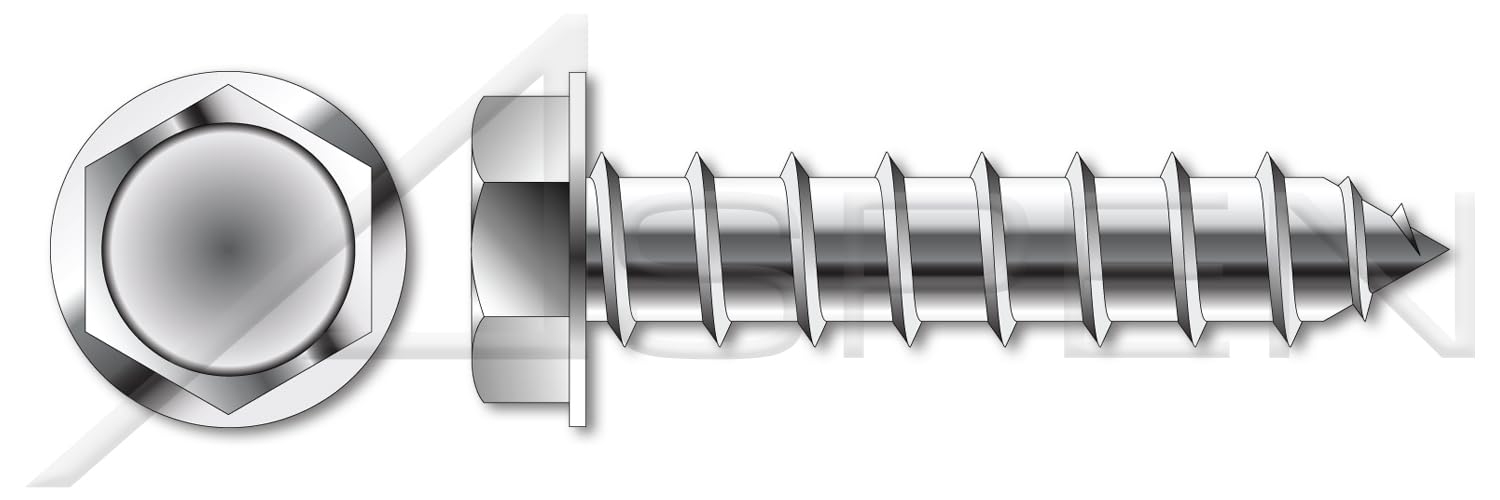 (450 pcs) #14-10 X 2, Self-Tapping Sheet Metal Screws, Type A, Hex Indented Washer Head, Stainless Steel