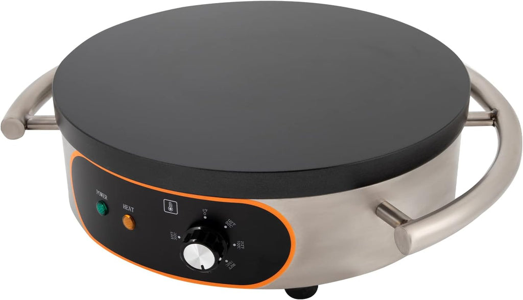 16' Commercial Crepe Maker 1500W Electric Crepe Machine with Non-Stick Coating 122°F-572°F Temperature Control Pancake Flat Skillet for Crepes, Pancakes