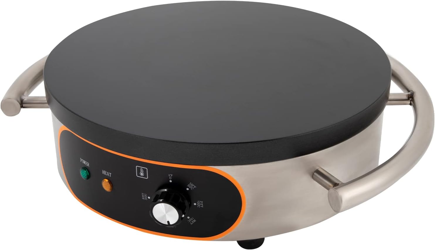 16' Commercial Crepe Maker 1500W Electric Crepe Machine with Non-Stick Coating 122°F-572°F Temperature Control Pancake Flat Skillet for Crepes, Pancakes