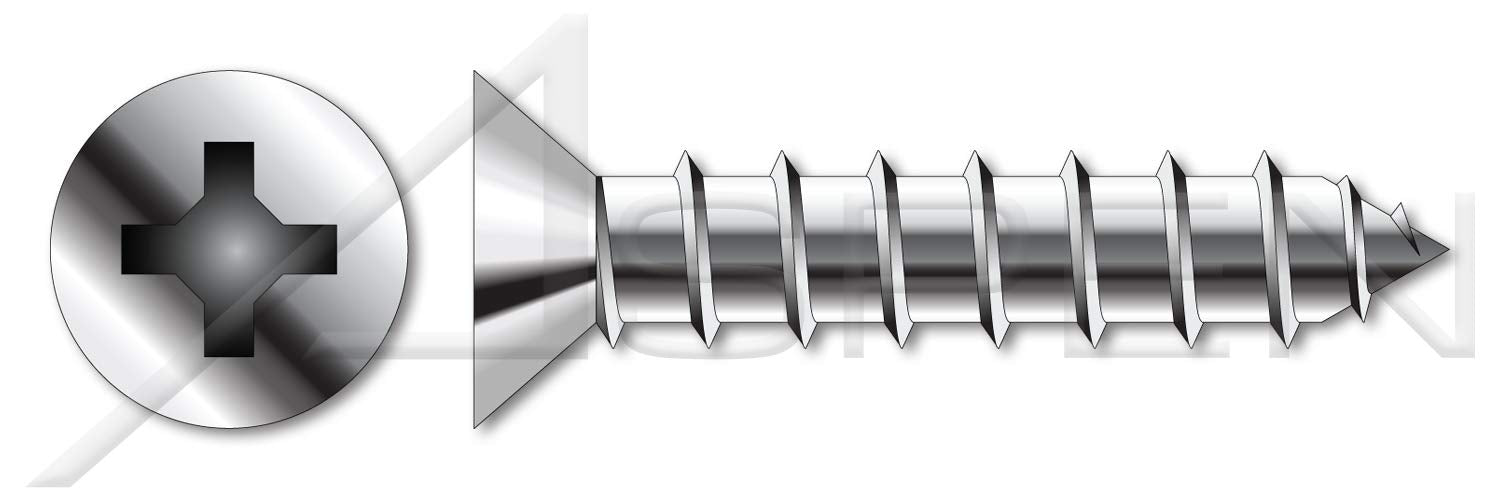 (750 pcs) #10 X 2, Self-Tapping Sheet Metal Screws, Type A, Flat Phillips Drive, 316 Stainless Steel