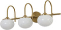 BOKT Modern Vanity Light Fixtures Mid Century 3-Light Bathroom Vanity Lights Fixtures Over Mirror with Milk White Glass Globe Shade Gold Wall Sconce for Living Room Dressing Table