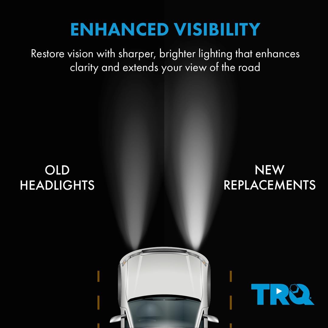 TRQ Driver and Passenger Side Headlight Assembly 2 Piece Set Compatible with 20002005 Buick LeSabre without Lined or Fluted Hi-Beam Lens