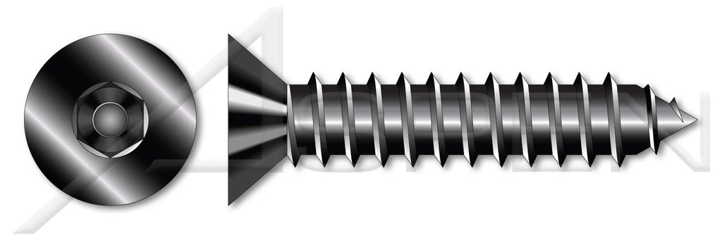 (2500 pcs) #10 X 2, Self-Tapping Sheet Metal Security Screws, Flat Countersunk Head Tamper Resistant Hex Socket Pin Drive, Type AB, Steel, Black Oxide, Includes Driver Bit