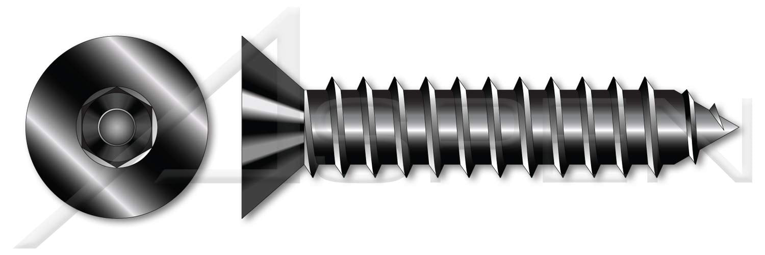 (2500 pcs) #10 X 2, Self-Tapping Sheet Metal Security Screws, Flat Countersunk Head Tamper Resistant Hex Socket Pin Drive, Type AB, Steel, Black Oxide, Includes Driver Bit
