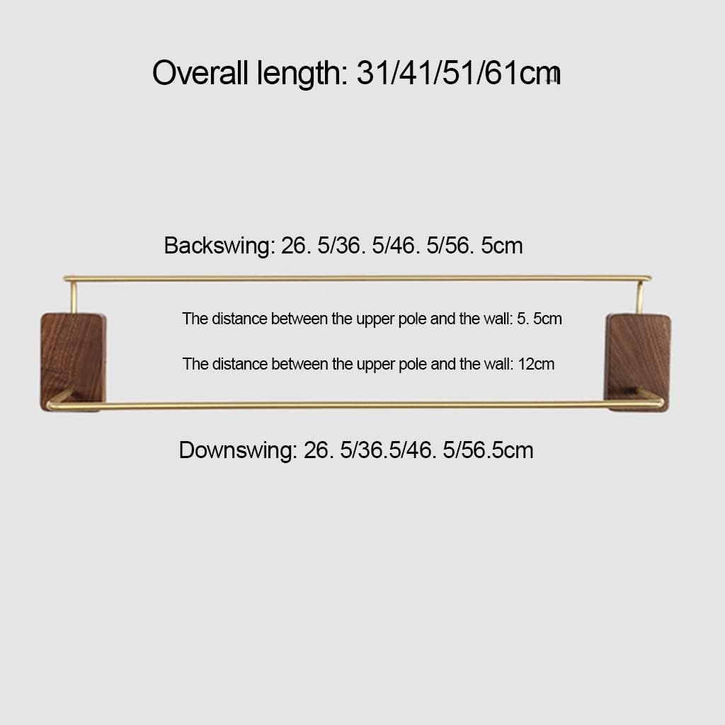 Towel Rail for Bathroom, All-Copper Bathroom Hand Towel Holder, Single-bar Bathroom Hand Towel Holder, Wall-Mounted Hand Towel Holder, Solid Wood Free Punch (61cm-A