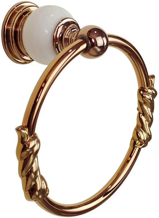 Towel Racks Bath Towel Ring Holder Wall Mounted Bathroom Brass Towel with Beautiful Jade Inlay,for Bathroom Storage