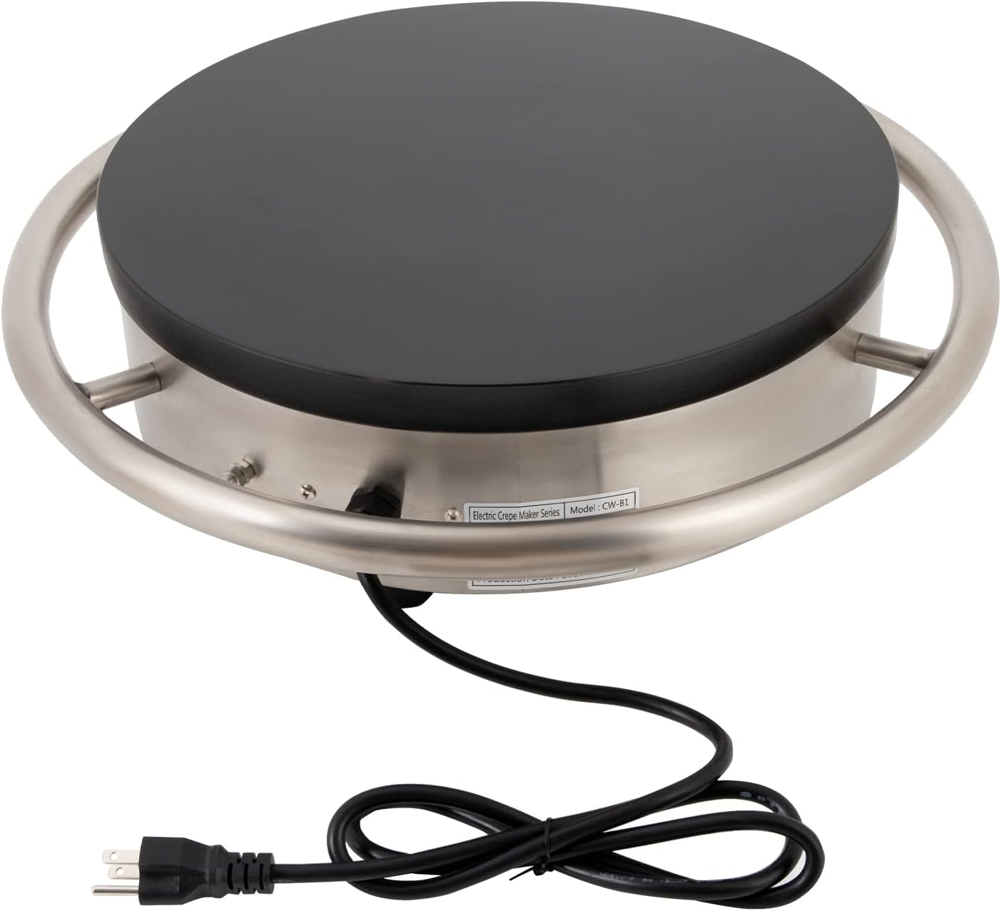 Commercial Crepe Maker Thin Pancake Griddle Single Pan Mini Pancakes Machine Electric Frying With Spatula Non-Stick Hotplate Adjustable Temperature For Catering Industry Bakeries Cafes (16In)