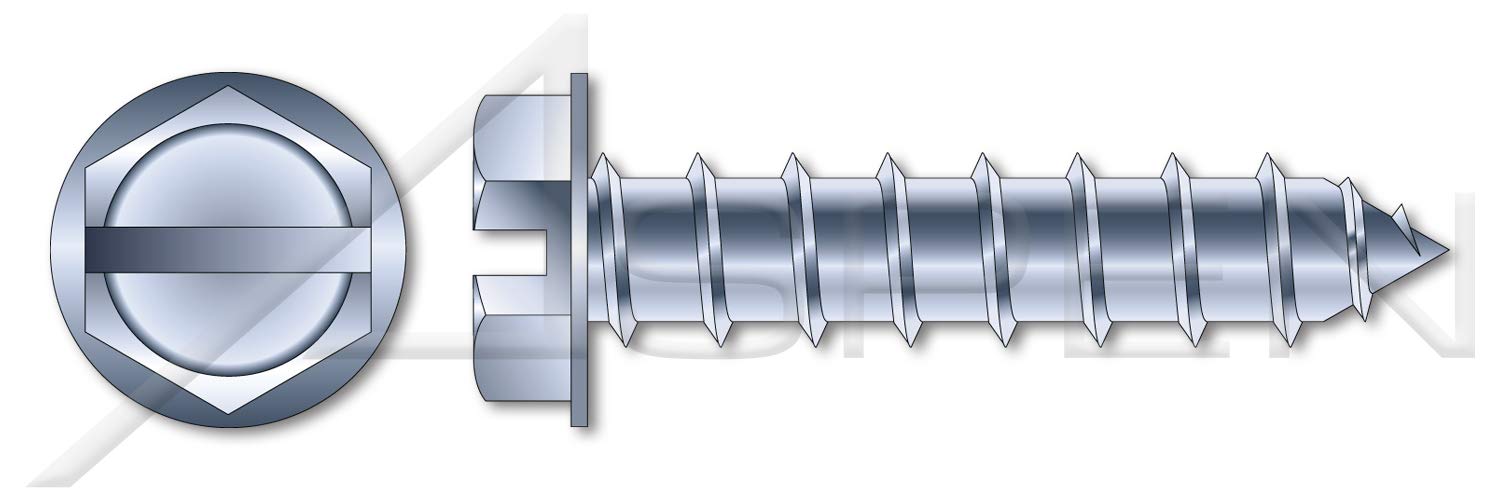(3000 pcs) #10 X 2, Self-Tapping Sheet Metal Screws, Type A, Hex Indented Washer, Slotted, Steel, Zinc Plated