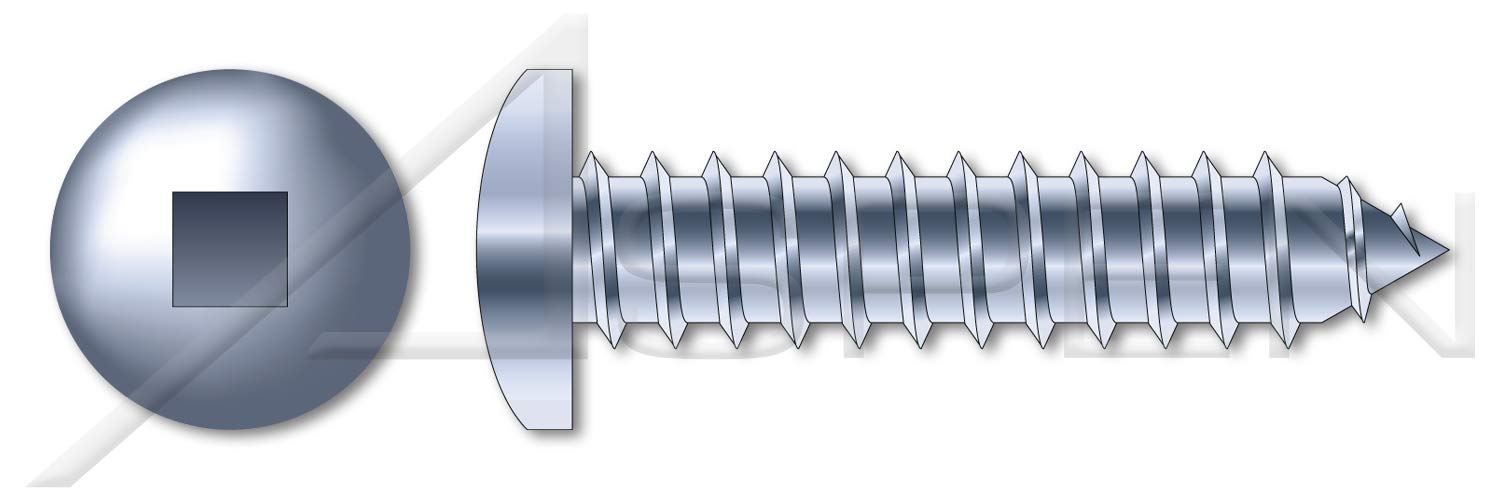(2500 pcs) #10 X 2, Self-Tapping Sheet Metal Screws, Type AB, Pan Square Drive, Steel, Zinc Plated