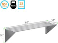Premium Stainless Steel Tubular Wall Shelf – 60' L x 18' D | NSF Certified | Heavy-Duty Equipment & Appliance Shelf for Restaurant, Kitchen, Garage, Utility Room