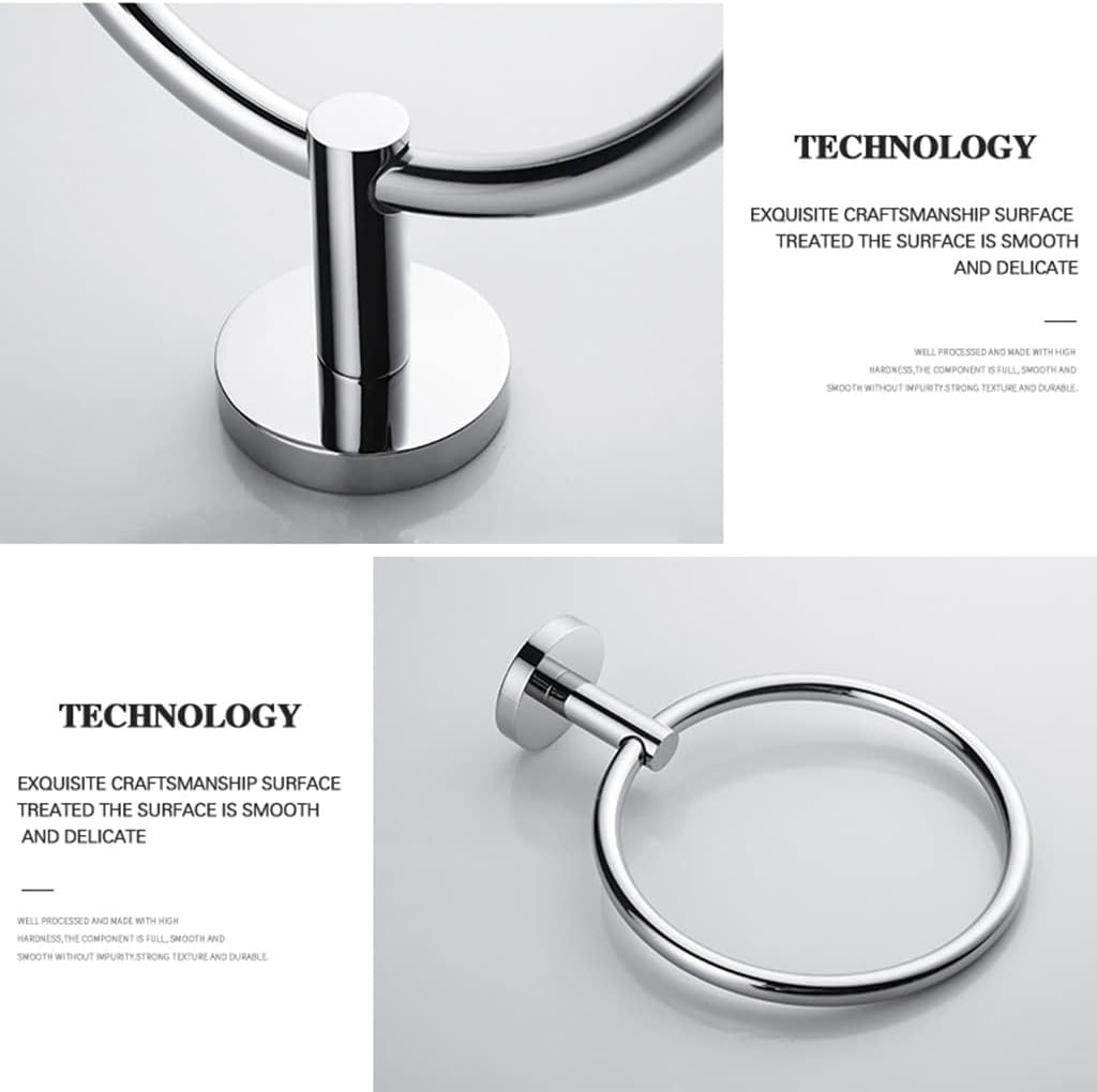 LSLYTQ Bathroom Hand Towel Holder, Wall Mounted Bath Towel Ring, Chrome Plated Towel Ring Bathroom Accessories