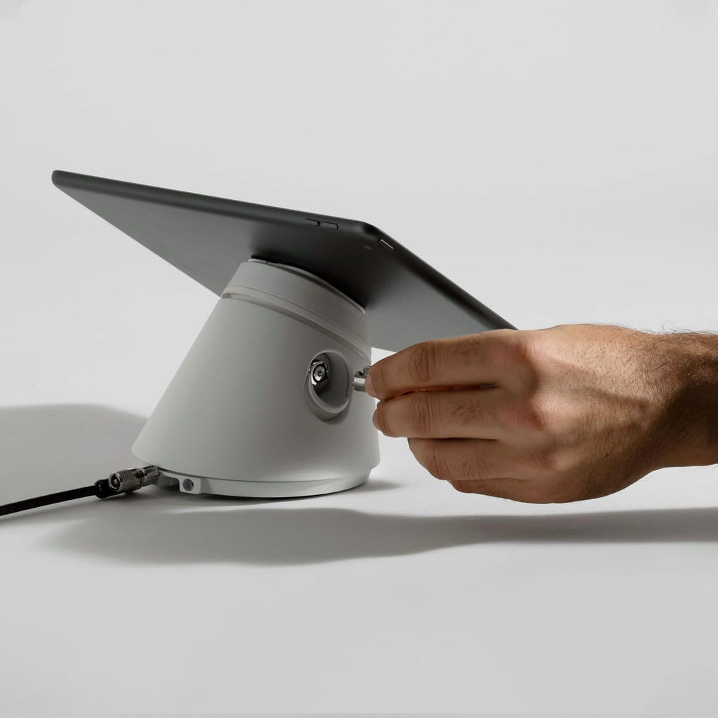 Bouncepad Click iPad POS Stand & Docking Station | iPad Stand for Business | Compatible with All Tablet Models | Table Mount Tablet Kiosk Register | White