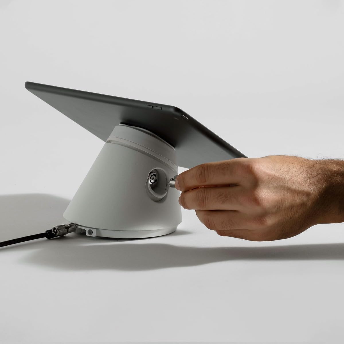 Bouncepad Click iPad POS Stand & Docking Station | iPad Stand for Business | Compatible with All Tablet Models | Table Mount Tablet Kiosk Register | White