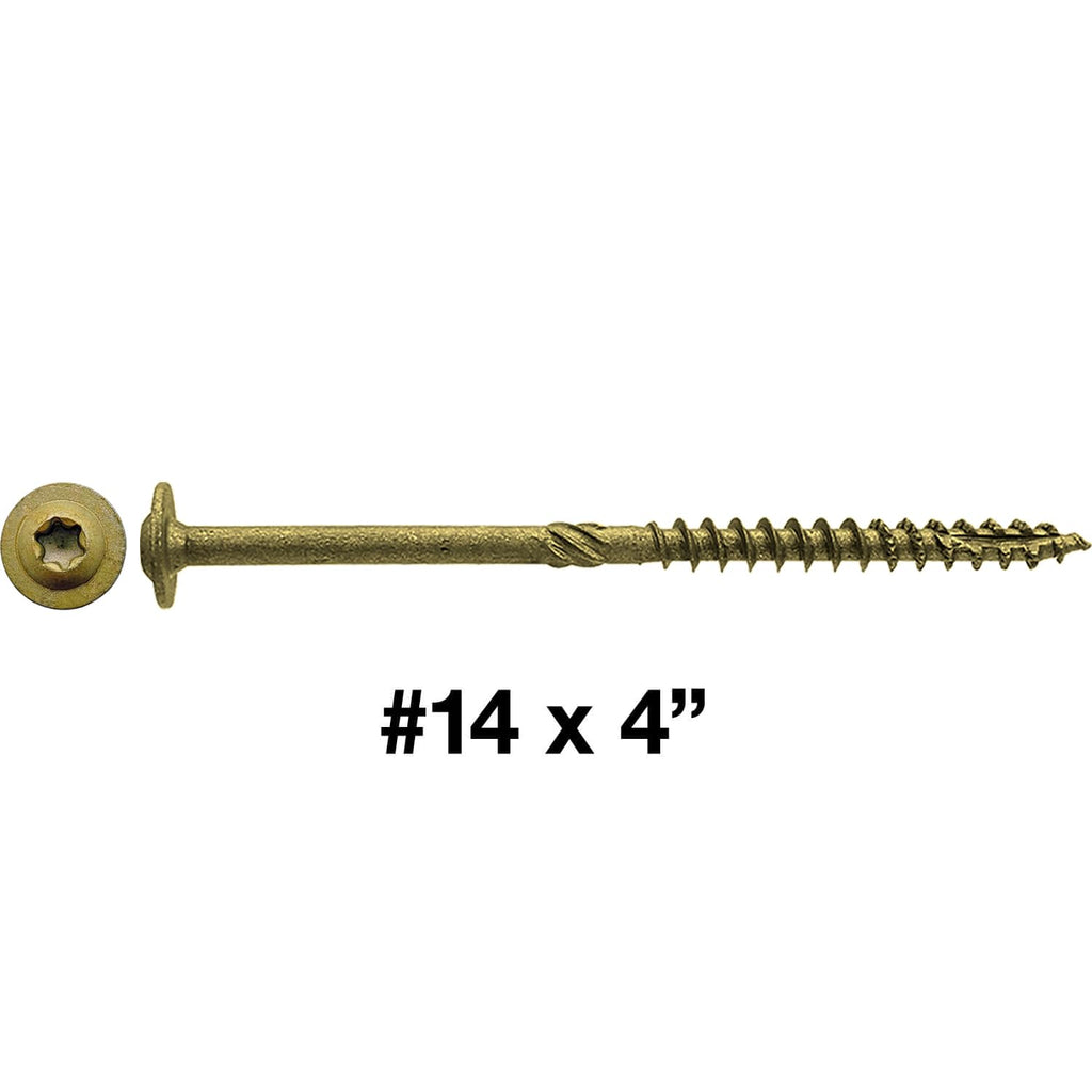 Jake Sales #14 x 4 Construction Lag Screw Exterior Coated Torx/Star Drive Heavy Duty Structural Lag Screw Far Superior to Common Lag Screws (Full Box 750 Screw Count) Modified Truss Washer Head