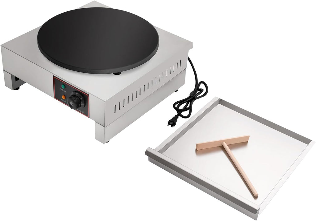 Electric Crepe Maker 15.75 inch 1700W Non-Stick Crepe Pan with Spatula Commercial Pancake Machine Frying Pan for Blintzes, Eggs, Pancakes, LED Indicators & Adjustable Temperature Control