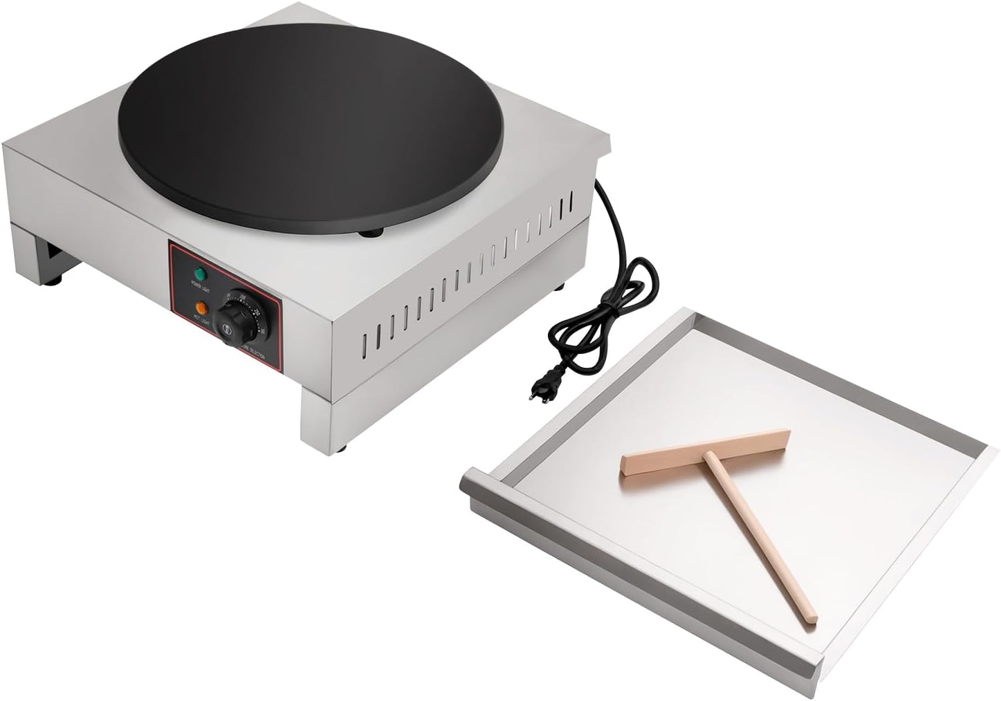 Electric Crepe Maker 15.75 inch 1700W Non-Stick Crepe Pan with Spatula Commercial Pancake Machine Frying Pan for Blintzes, Eggs, Pancakes, LED Indicators & Adjustable Temperature Control