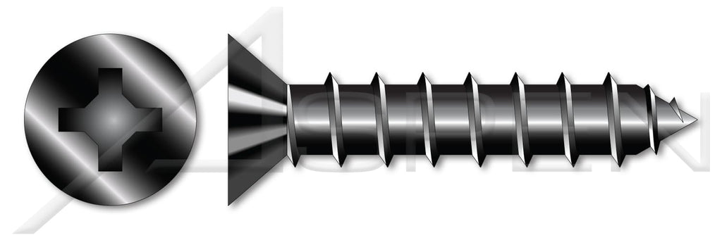 (1000 pcs) #10 X 2, Self-Tapping Sheet Metal Screws, Type A, Flat Phillips Drive, 18-8 Stainless Steel, Black Oxide