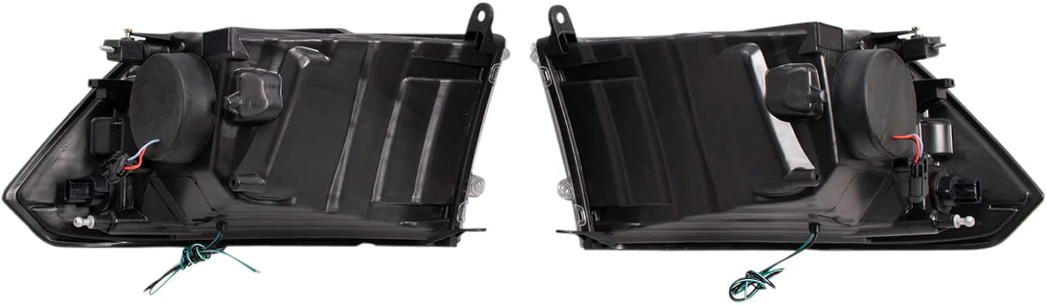 TRQ 2 Piece Headlight Assembly Set LED Tube Running Light Driver & Passenger Side Compatible with Dodge Ram 2010, Classic 2019-2022 Ram 1500 2011-2012 & 2015-2018 2500, 3500 2011-2018