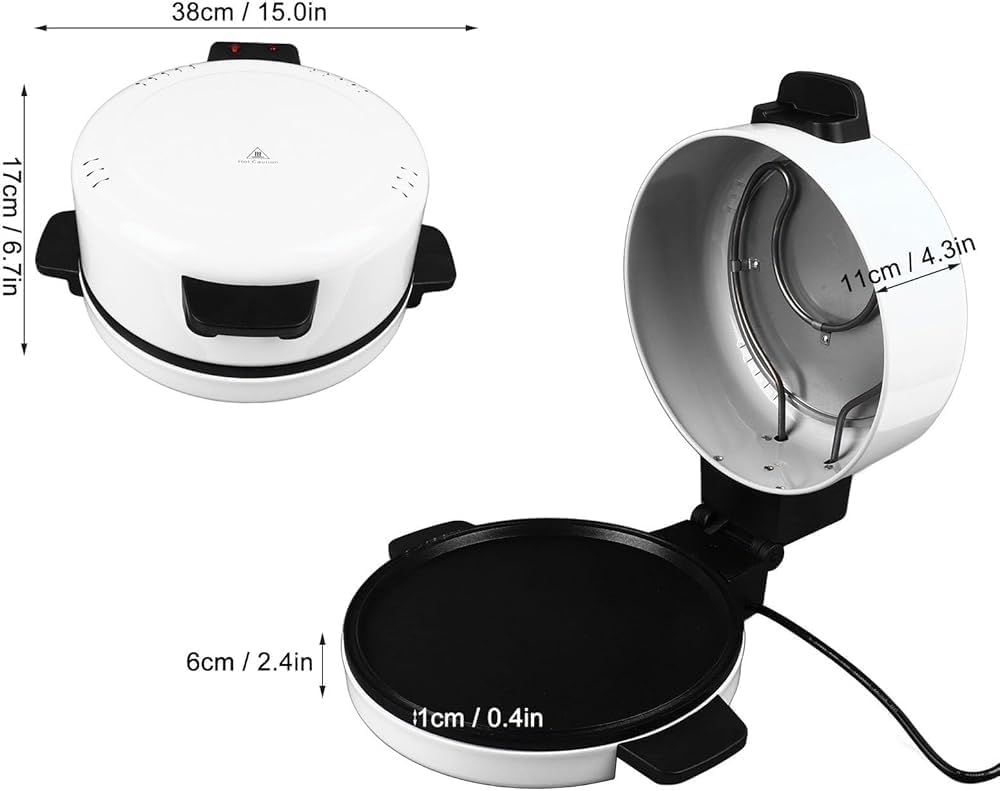 12 Inch Countertop Pizza Maker, Electric Oven Arabic Bread Maker Machine Stainless Steel Heating Coil Fast Cooking for Home Kitchen