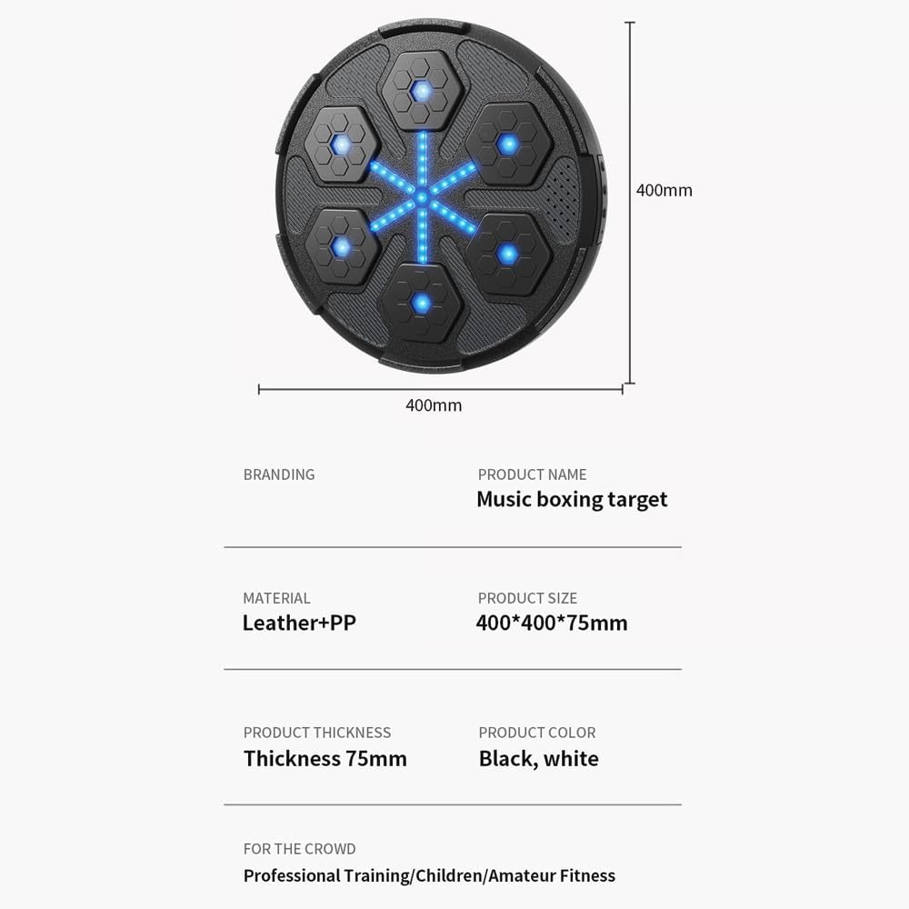 FROYUIO Smart Music Boxing Target with LED Rhythm Feedback Bluetooth Punching Trainer Home Fitness Cardio Workouts Boxing Training Interactive Exercise Equipment