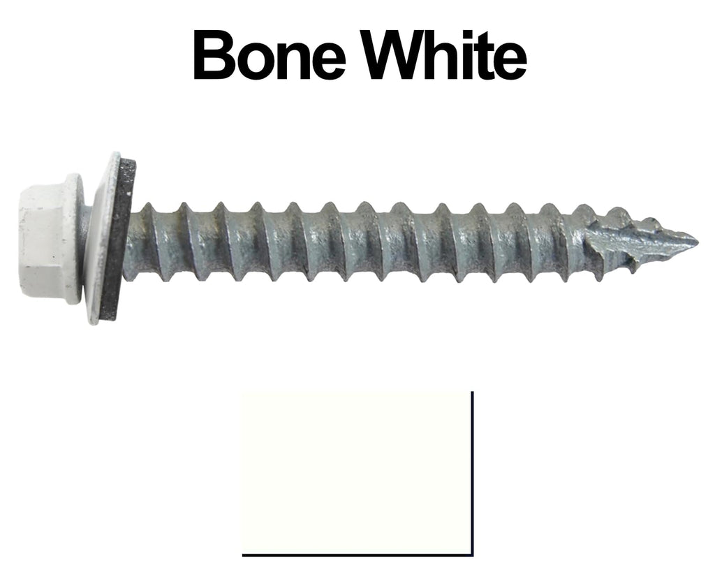 14x2 Metal Roofing Screws (Bone White) (14X2 MRS CASE)