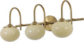 BOKT Modern 3-Light Bathroom Vanity Light Cream Yellow Glass Wall Sconces Vintage Vanity Lights Fixtures Over Mirror Gold Globe Bath Wall Sconce Bedroom Wall Mounted Sconces