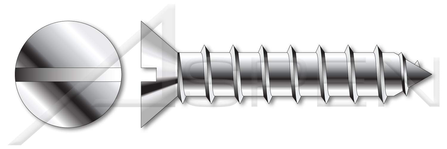(75 pcs) #10 X 2, Self-Tapping Sheet Metal Screws, Type A, Flat Head Slot Drive, Stainless Steel