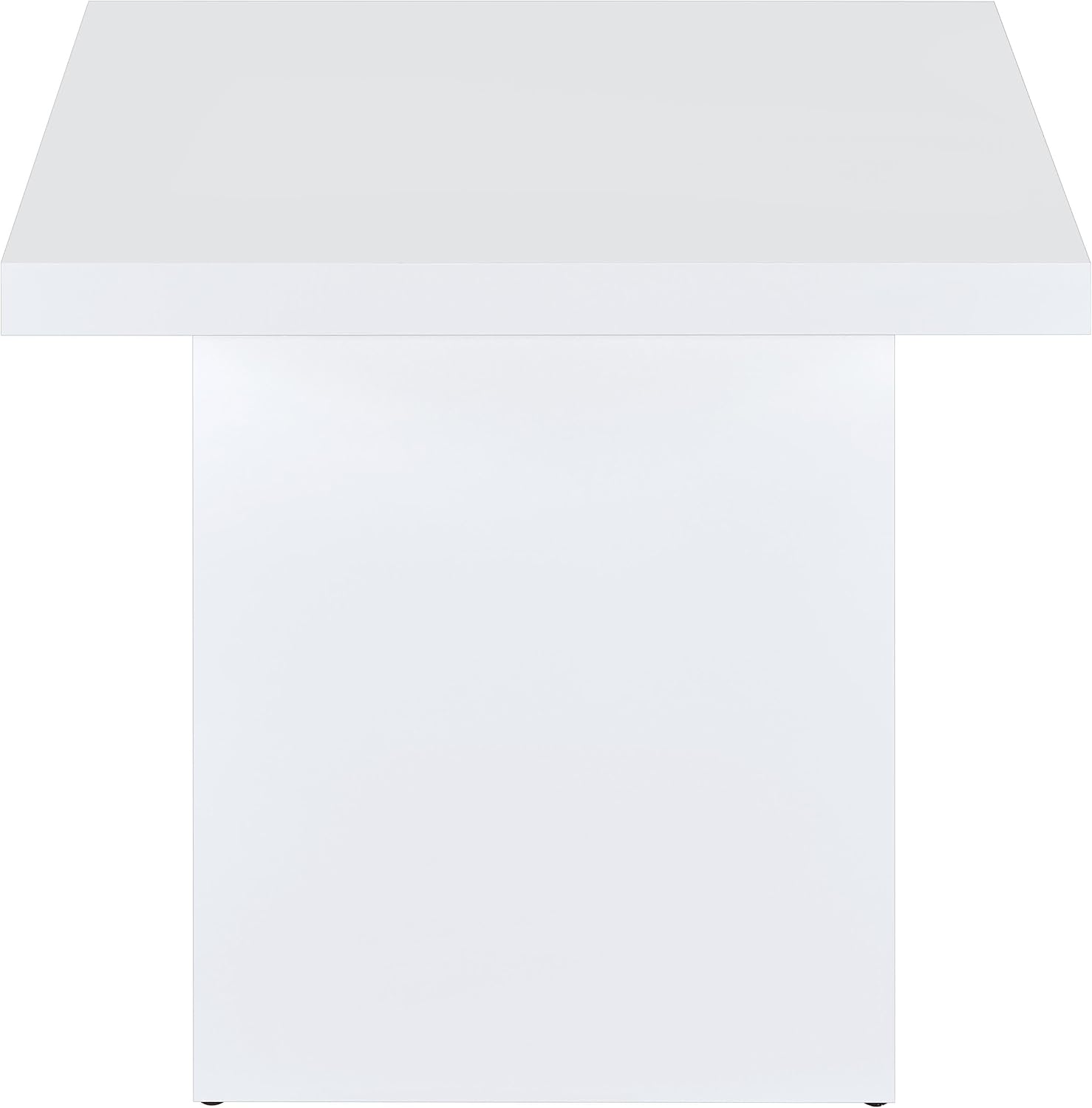 Coaster Home Furnishings - Devar - Wood - Square End Table with Thick Top, Plinth Base, Scratch Resistance and Blocky Frame - Living Room - 23.5-Inch - White High Gloss - 710897