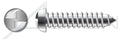 (200 pcs) #10 X 2, Self-Tapping Sheet Metal Screws, Round Head Tamper-Resistant One-Way Slotted Drive, Type AB, Stainless Steel, Made in U.S.A.