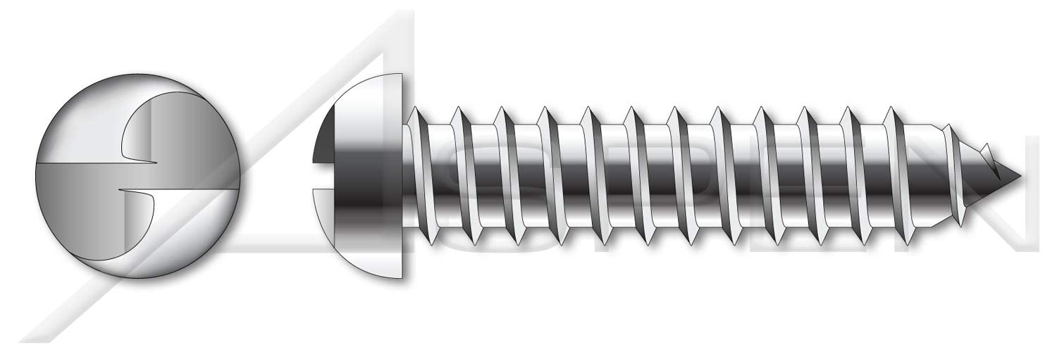 (1000 pcs) #10 X 2, Self-Tapping Sheet Metal Screws, Round Head Tamper-Resistant One-Way Slotted Drive, Type AB, Stainless Steel, Made in U.S.A.