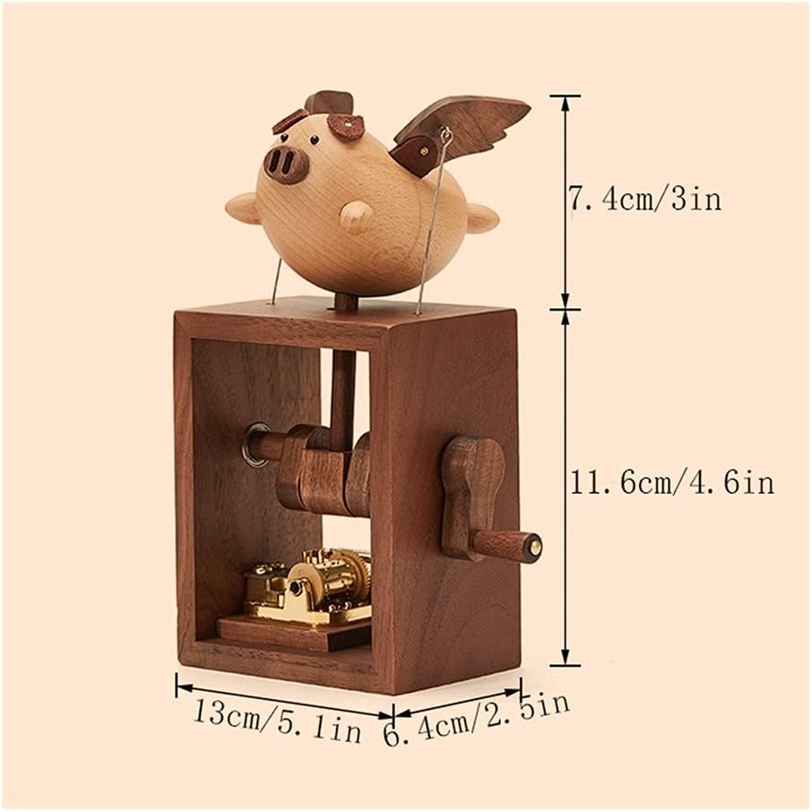 Music Box Wooden Musical Box Handmade Hand-cranked Music Boxs Sky City to Send Children's Friends Birthday Festival Gifts (Size : A)