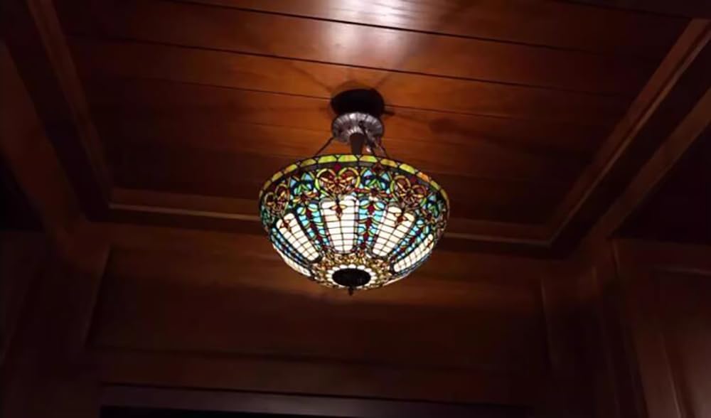 22 Inch Large Blue Baroque Shade Replacement, Vintage Style Green Red Stained Glass Lampshade for Table Lamp Bedside Lamp Ceiling Light Floor Lamp,