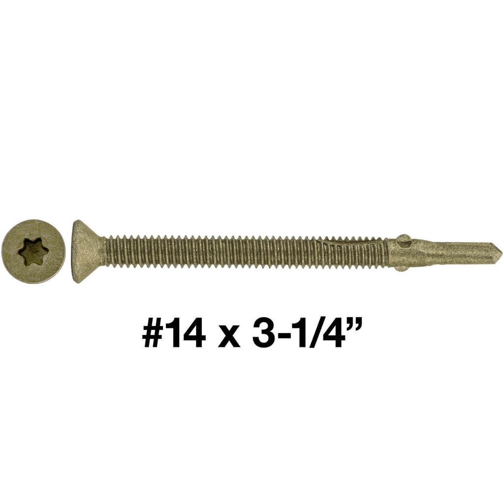 Jake Sales #14x3-1/4 Reamer Tek Torx/Star Head Self-Drilling Wood to Metal Screws - for Flatbeds, Trailers or Fastening Wood to Steel - T-30 Torx Screw Head (Full Box - 1000 Screw Count)