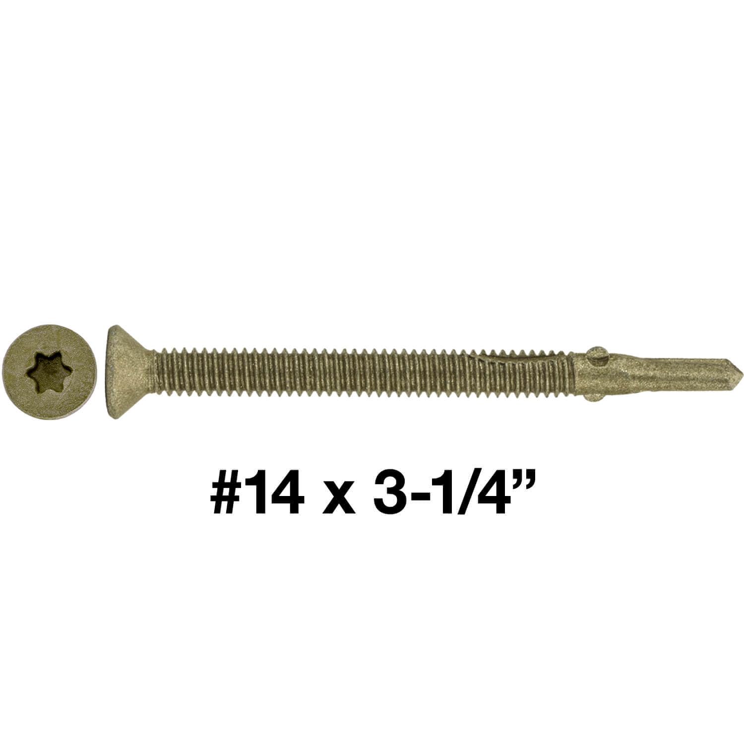 Jake Sales #14x3-1/4 Reamer Tek Torx/Star Head Self-Drilling Wood to Metal Screws - for Flatbeds, Trailers or Fastening Wood to Steel - T-30 Torx Screw Head (Full Box - 1000 Screw Count)
