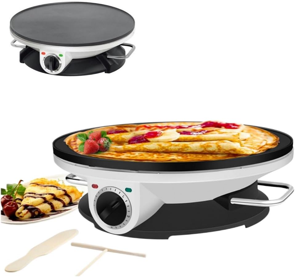 Electric Pancake Maker, Pancake Skillet with Non-Stick 32CM Pan Style Hot Plate, 3-Speed Adjustable Temperature Dial for Making Crepes Eggs Omelettes
