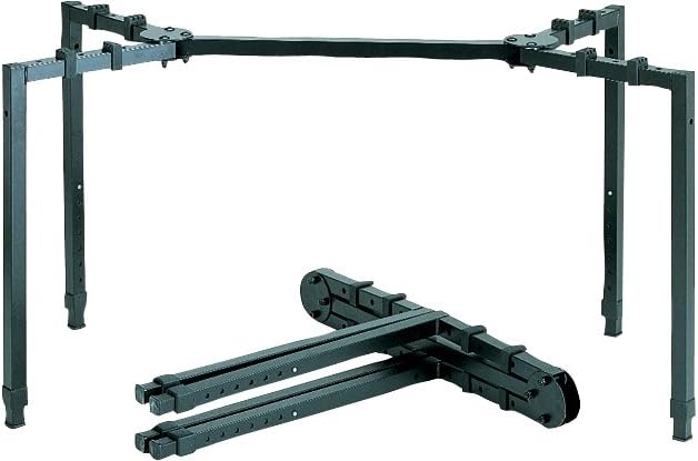 QUIK LOK - WS550 Heavy Duty Multi-Function T-Stand - Adjustable Width and Height Steel Utility Stand for Audio Mixers, DJ Coffins, Keyboards, and Studio Gear, Black