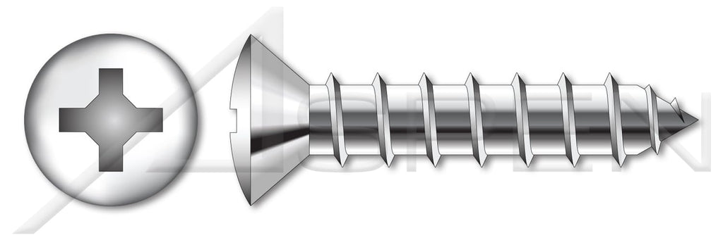 (1000 pcs) #10 X 2, Self-Tapping Sheet Metal Screws, Type A, Oval Phillips Drive, Stainless Steel