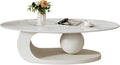 LITFAD Modern Stone Coffee Table with Abstract Metal Base Living Room Table Center Table for Home Furniture Cafe - White 47' L x 24' W x 16.5' H