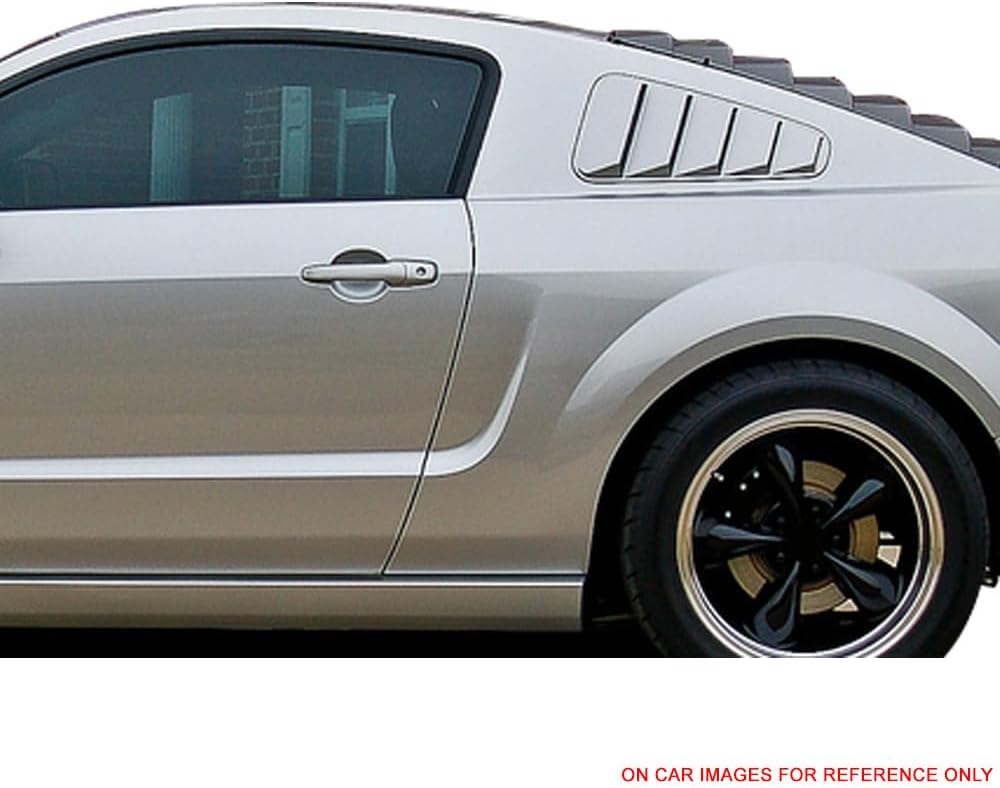 Pre Painted Window Delete Panels Compatible with 2005-2009 Ford Mustang V6, Factory Style Hi Performance White #HP ABS Plastic Sun Rain Shade Guard Wind Vent Air Deflector by IKON MOTORSPORTS, 2006