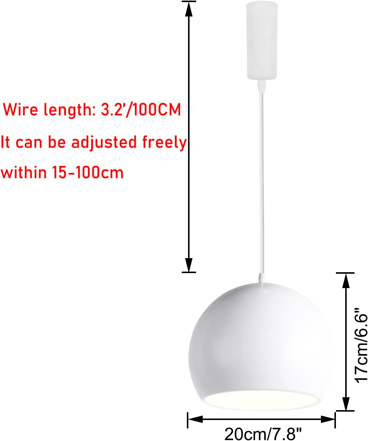 Set Three Adjusted Cable Halo Track Lamp White Globe Metal Shade Modern Pendant Lighting for Kitchen Dining Room(No Bulb, Track)