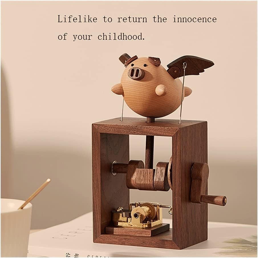 Music Box Wooden Musical Box Handmade Hand-cranked Music Boxs Sky City to Send Children's Friends Birthday Festival Gifts (Size : A)