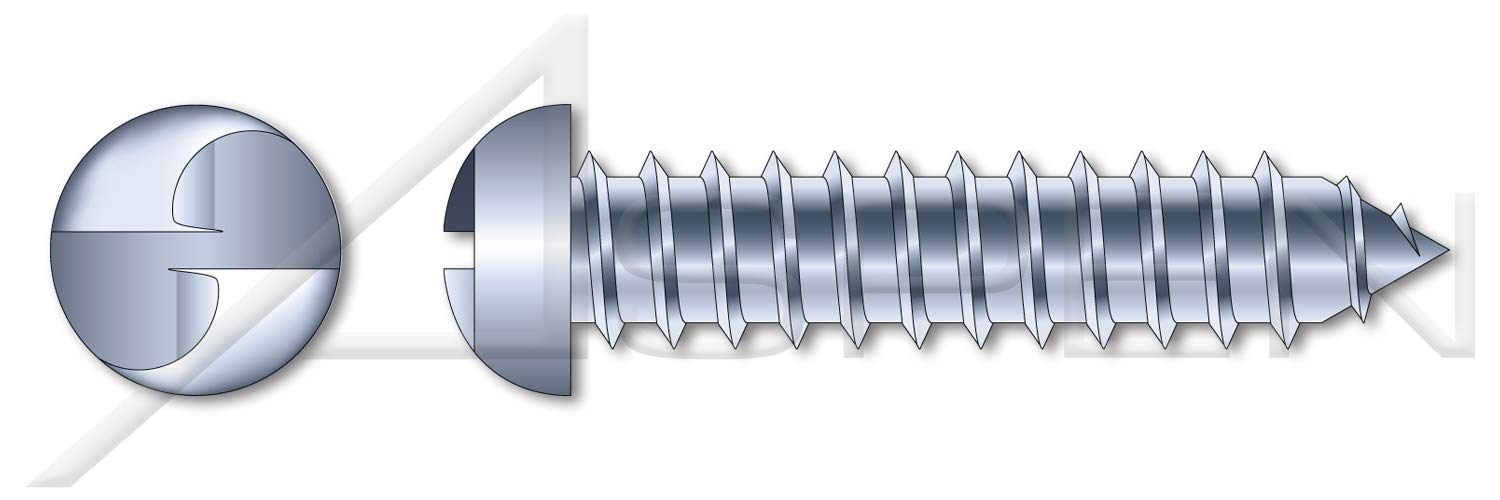 (2000 pcs) #10 X 2, Self-Tapping Sheet Metal Screws, Round Head Tamper-Resistant One-Way Slotted Drive, Type AB, Steel, Zinc Plated