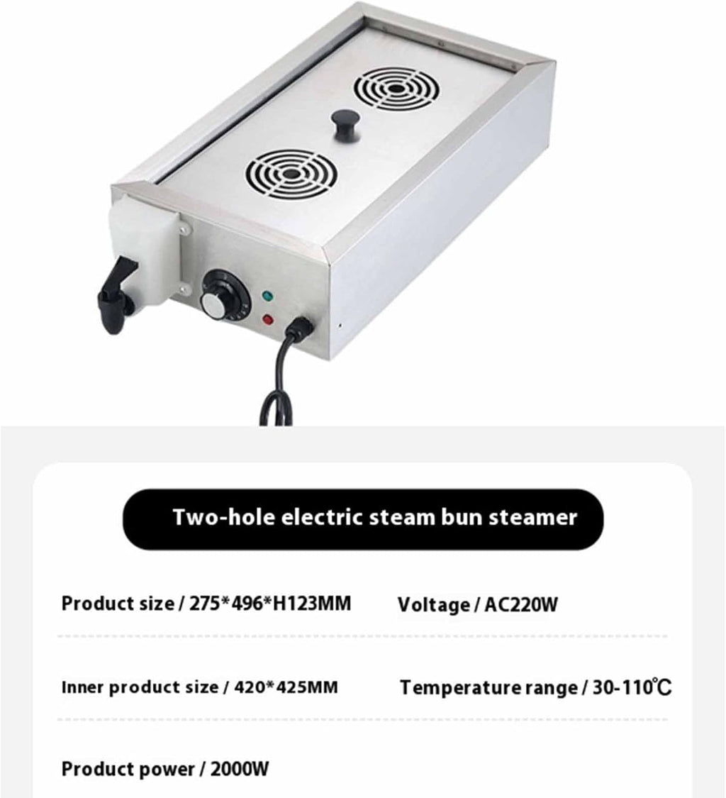 Automatic Temperature Control Electric Bun Steamer, 2/4/6 Hole Commercial Stainless Steel Restaurant Steamer Save Time and Energy Suitable for Fast Food Restaurants