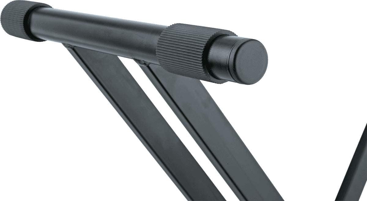 K&M Konig & Meyer 18990.015.55 Rick Keyboard X-Style Stand | Ergonomic Adjustable Height Clamp | Double Cross Brace Legs | Pre-Assembled | Portable For Travel | German Made | Black