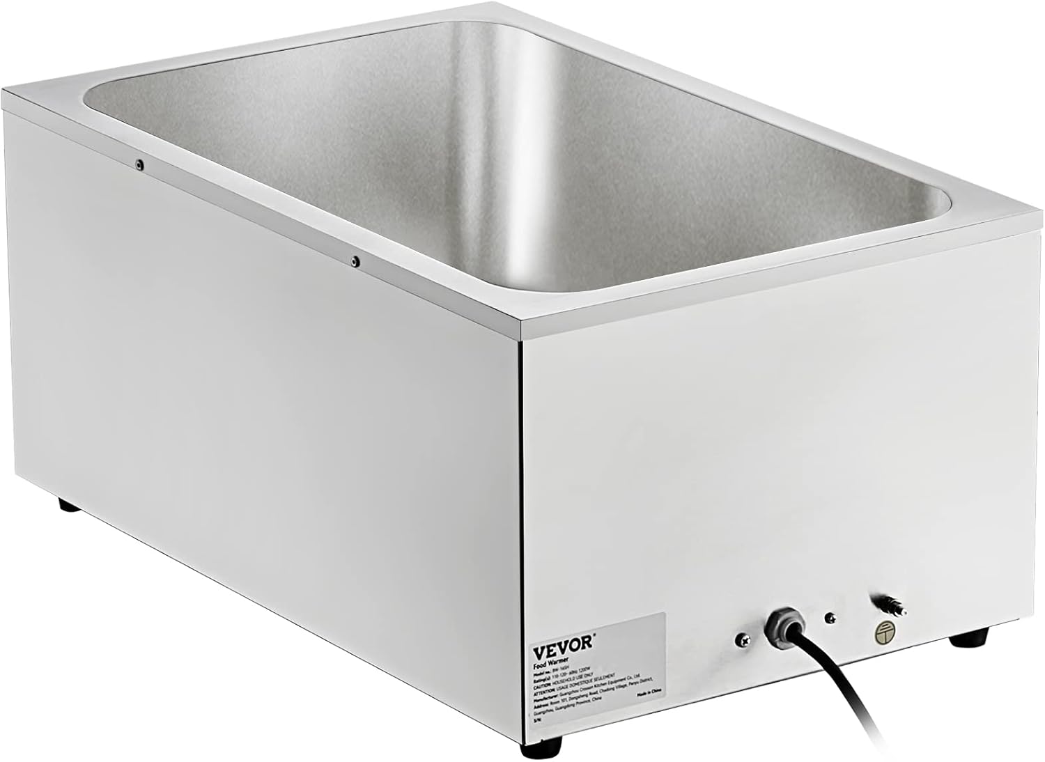VEVOR Commercial Food Warmer 24QT Bain Marie 1200W Electric Buffet Warmer Steam Table Food Warmer Countertop Stainless Steel Food Warmer Wet or Dry Use for Parties, Catering and Restaurant